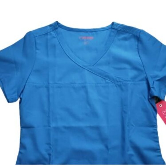 Red Panda womens scrub top V Neck Short sleeve Size XS RYL Blue 1726 - Picture 3 of 6